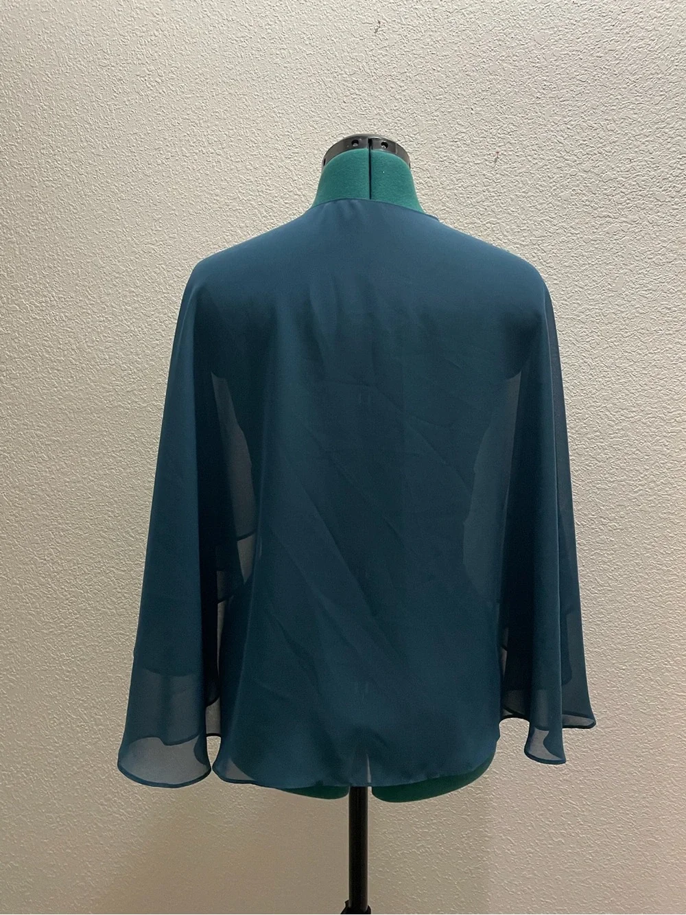 JJs House Teal Layered Chiffon Cape with Brooch